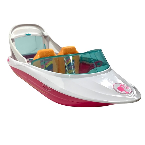 Barbie Toy Vehicle LOT 16" Yacht Ocean View Boat AND Snowmobile - Pink & White - Picture 12 of 16